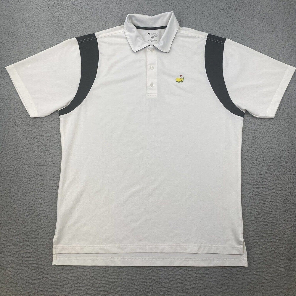 Masters Tech Polo Shirt Men’s Large Short Sleeve Performance Golf White Black